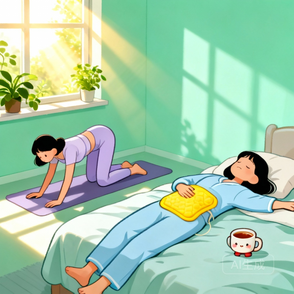 痛经应对方法 场景图：女性缓解痛经的方式