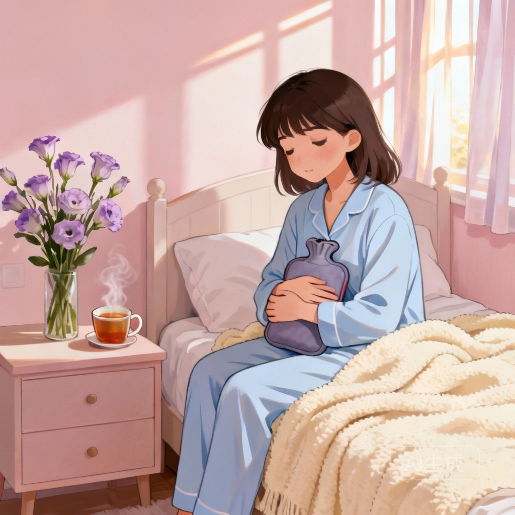 女性记录月经周期场景图：使用经期记录软件记录月经