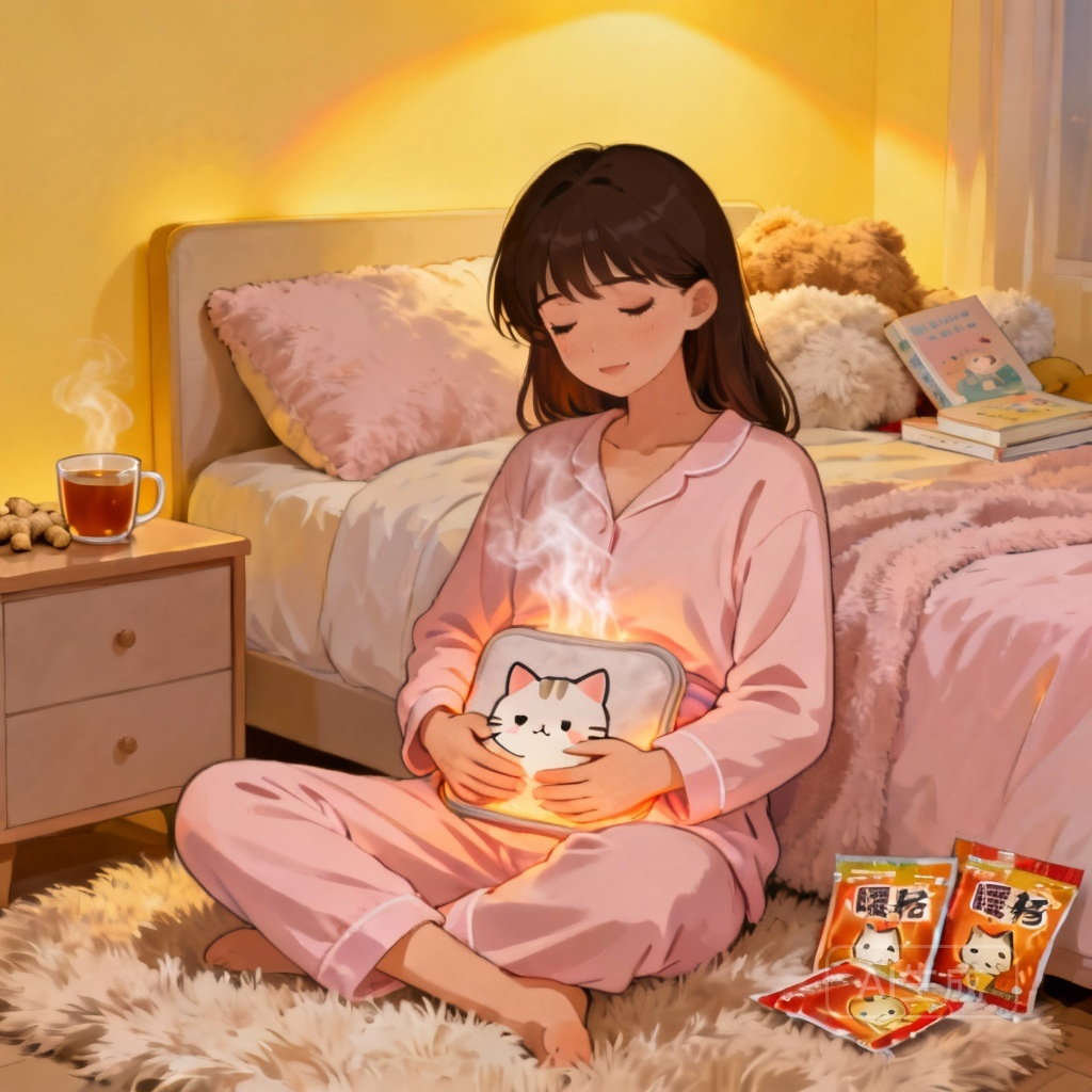 来月经肚子痛热敷与按摩缓解法场景图