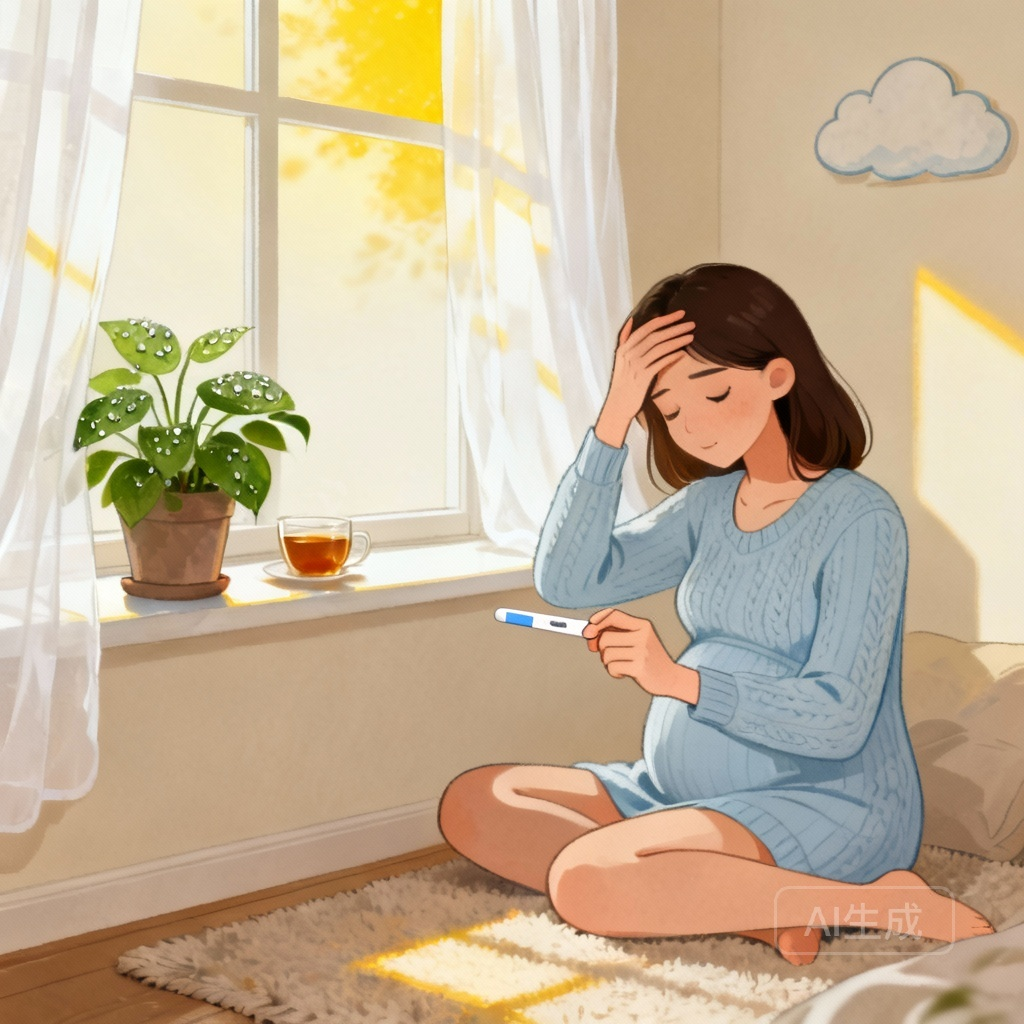 验孕棒检测场景图:女性使用验孕棒检测