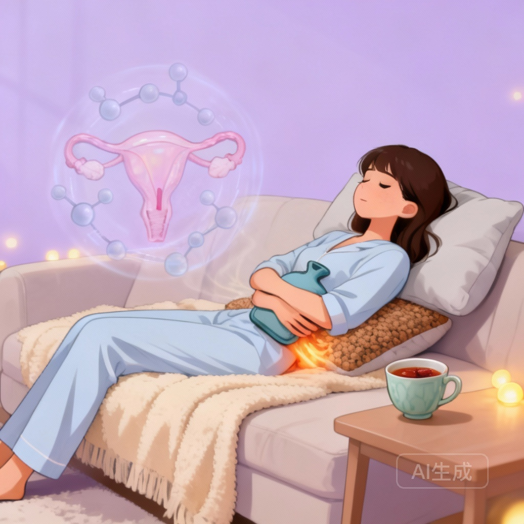 来月经腰酸痛妇科疾病场景图：子宫内膜异位症与盆腔炎引发腰酸痛