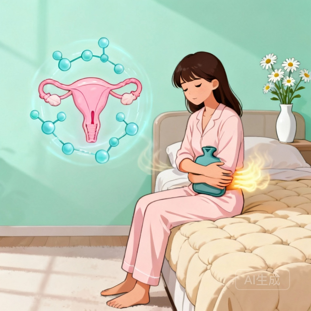 来月经腰酸痛生理原因场景图：激素变化与盆腔充血引发腰酸痛