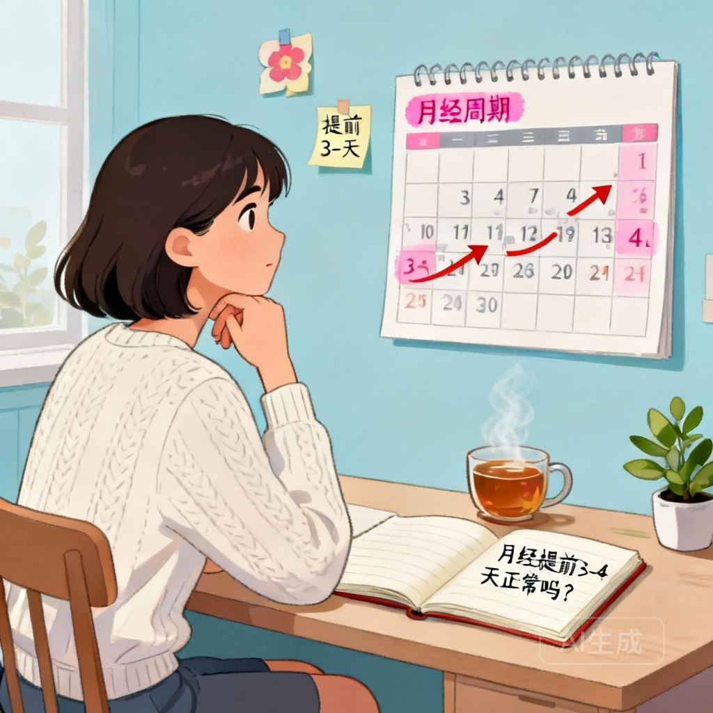 月经周期变化场景图:女性担忧月经提前