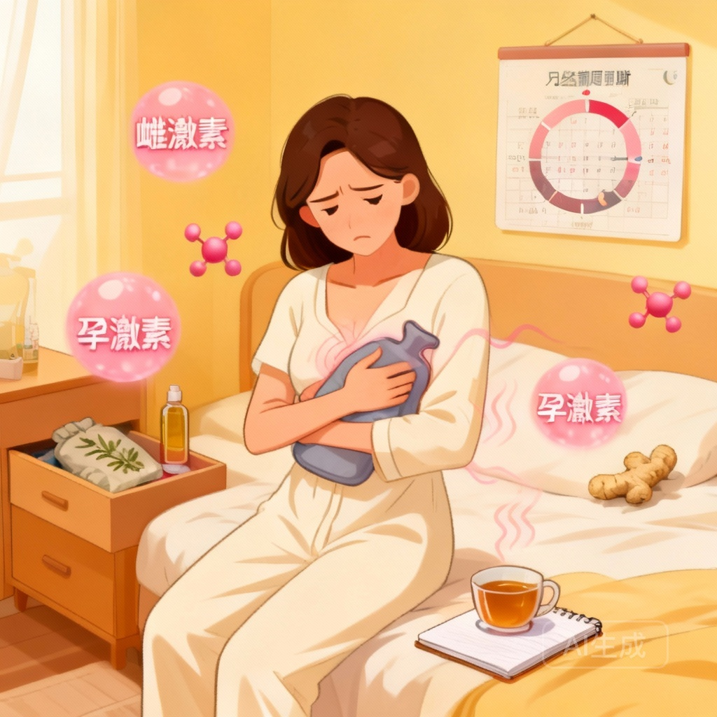 来月经前乳房胀痛怎么回事 情绪因素场景图:压力大的女性出现乳房胀痛