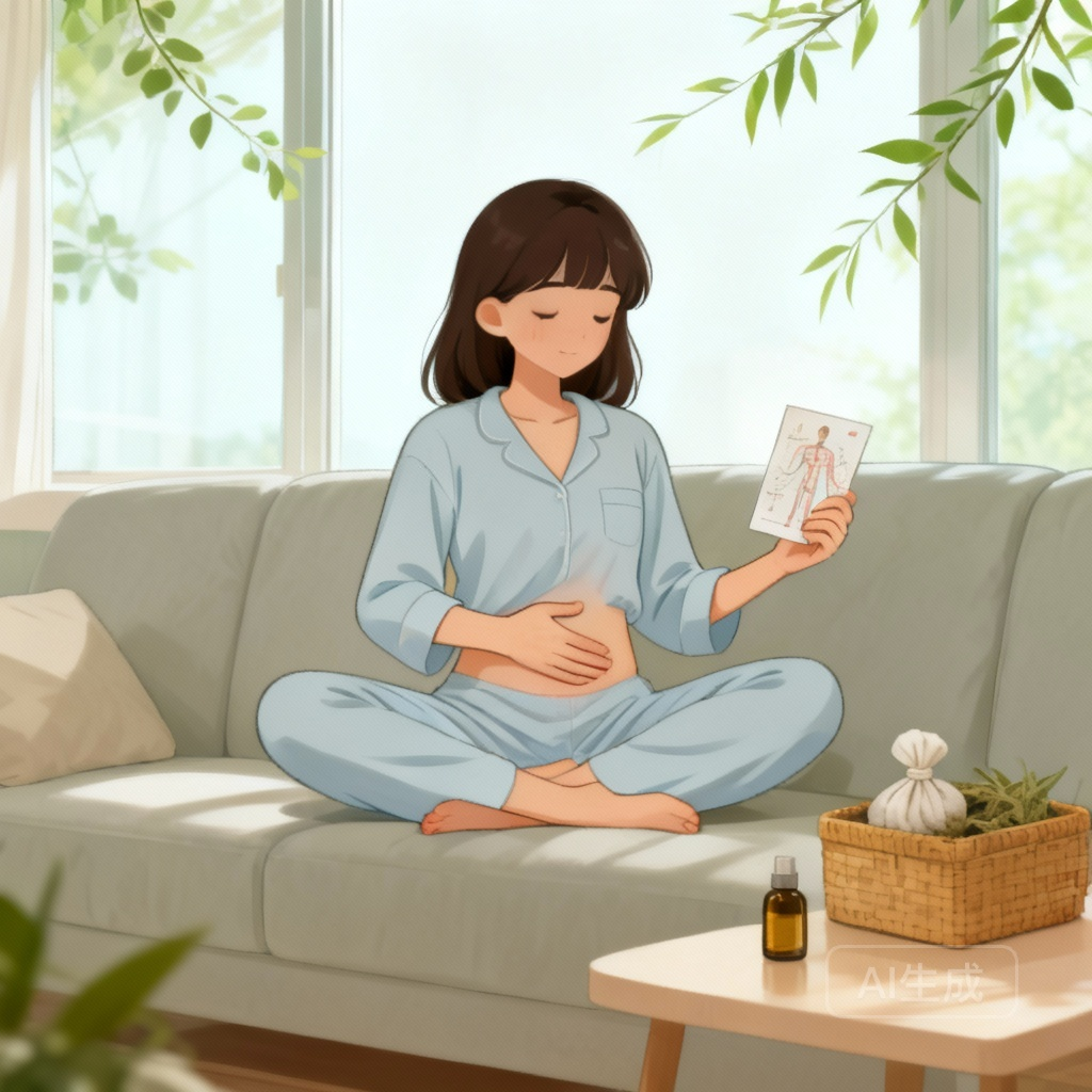 快速缓解月经痛经 饮食调理法场景图：女性喝红糖水吃坚果