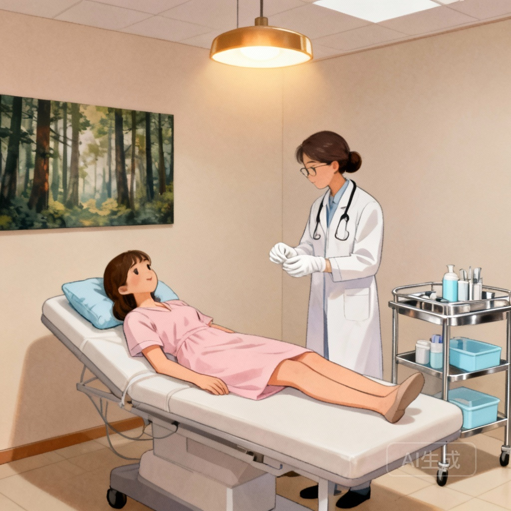 月经不调超声检查场景图：进行子宫和卵巢超声检查