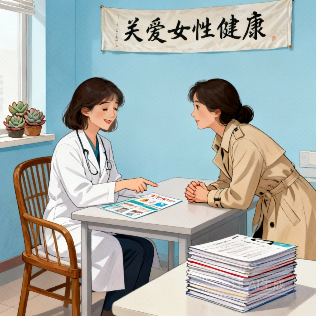 月经一直来不停 应对措施场景图：女性就医检查