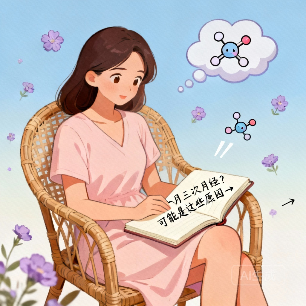 一个月来三次月经怎么回事 生理因素场景图：内分泌失调影响月经